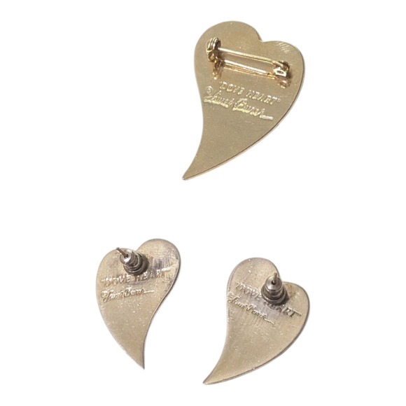 Laurel Burch Dove Heart Brooch and Earrings Set Enamel Colorful - Picture 2 of 4